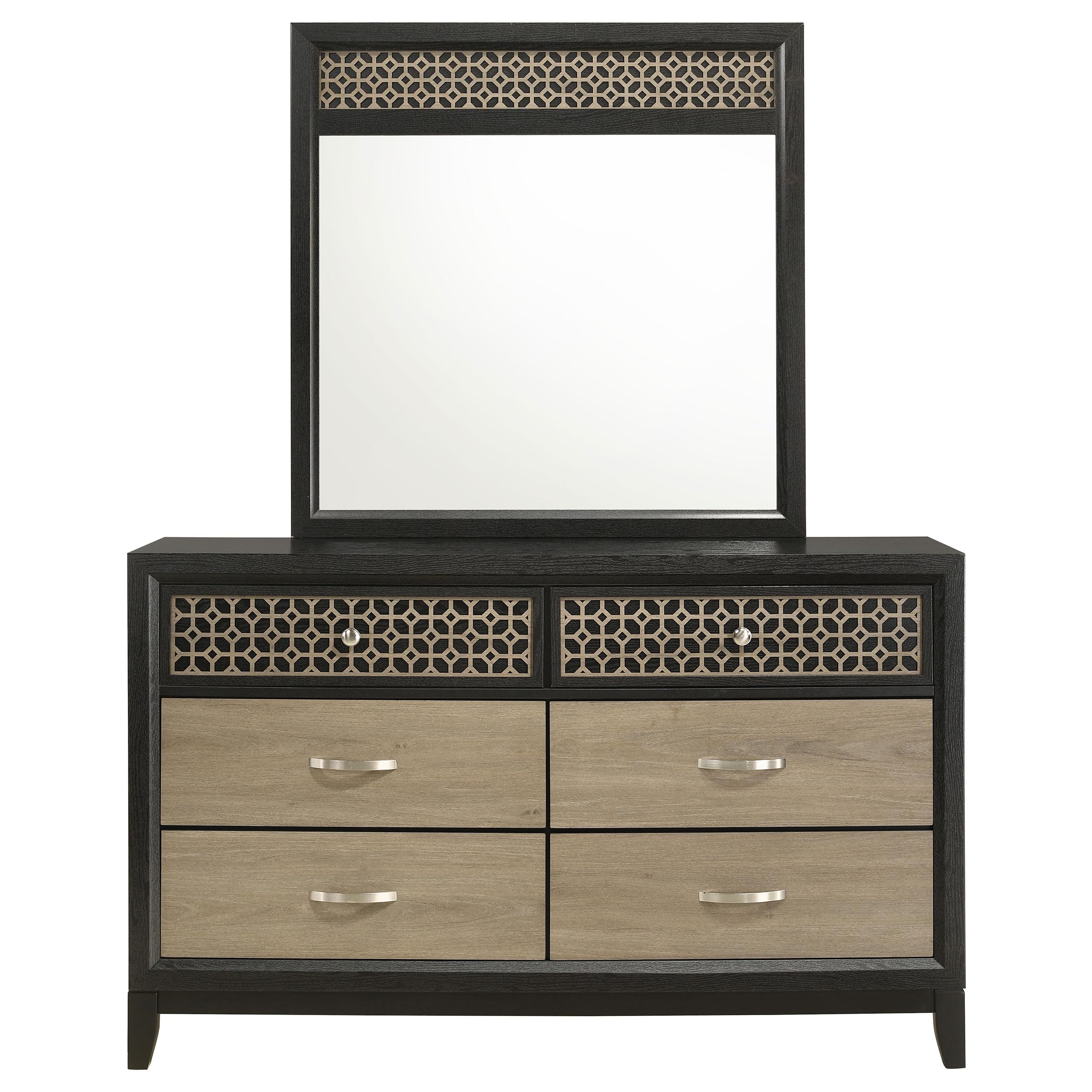 Coaster Home Furnishings Valencia Contemporary 58-inch 6-Drawer Bedroom Dresser with Mirror Bedroom Clothing Storage Cabinet Wide Chest of Drawers Organizer Unit Black 223043M